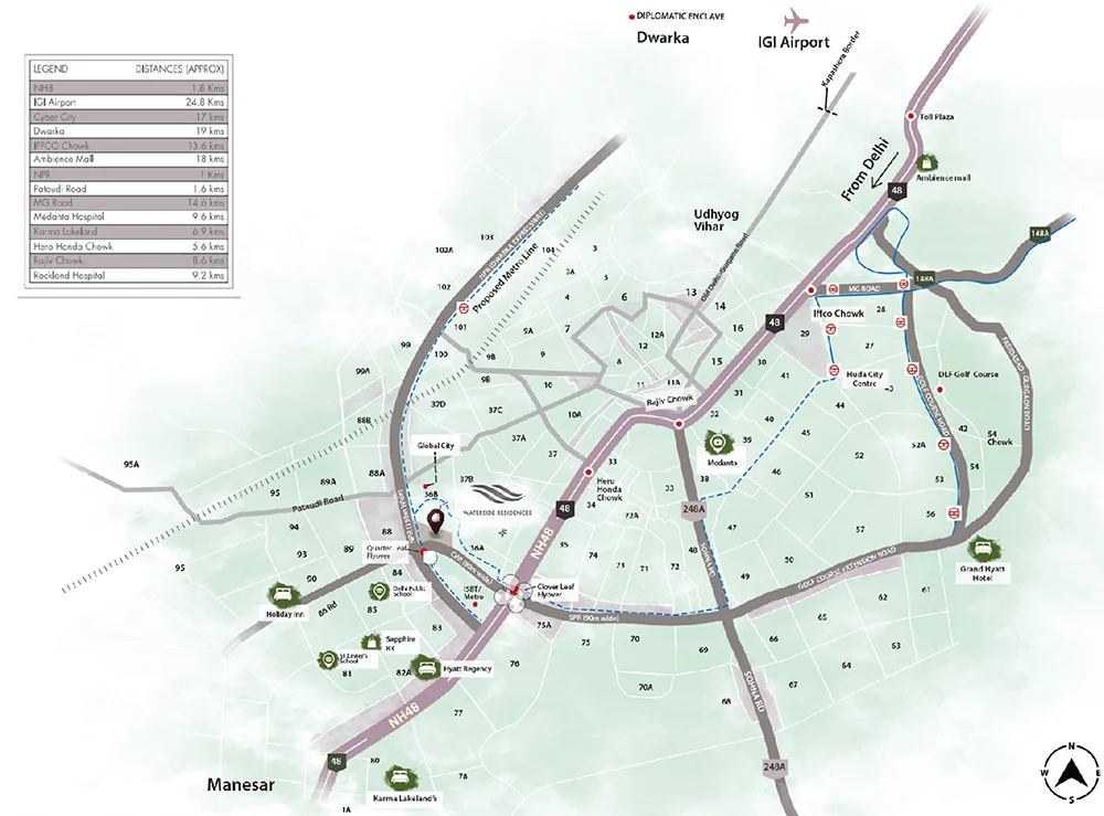 Krisumi Waterside Residences, Sector 36A location map