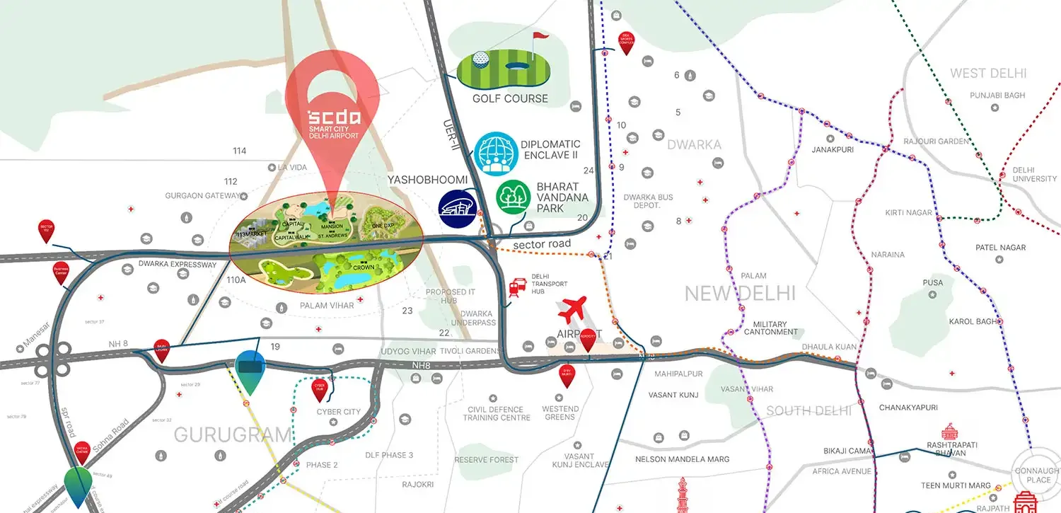 M3M St Andrews at SCDA location map