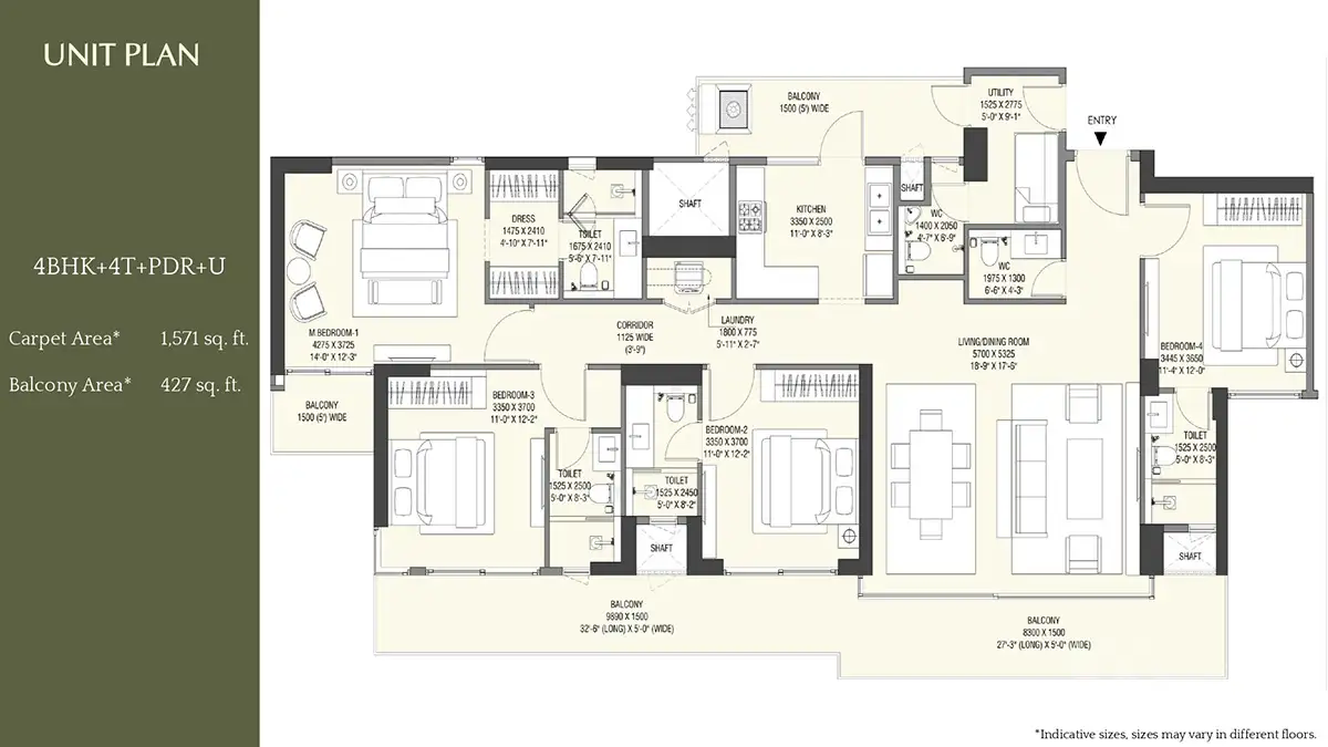 4 BHK Floor Plan
