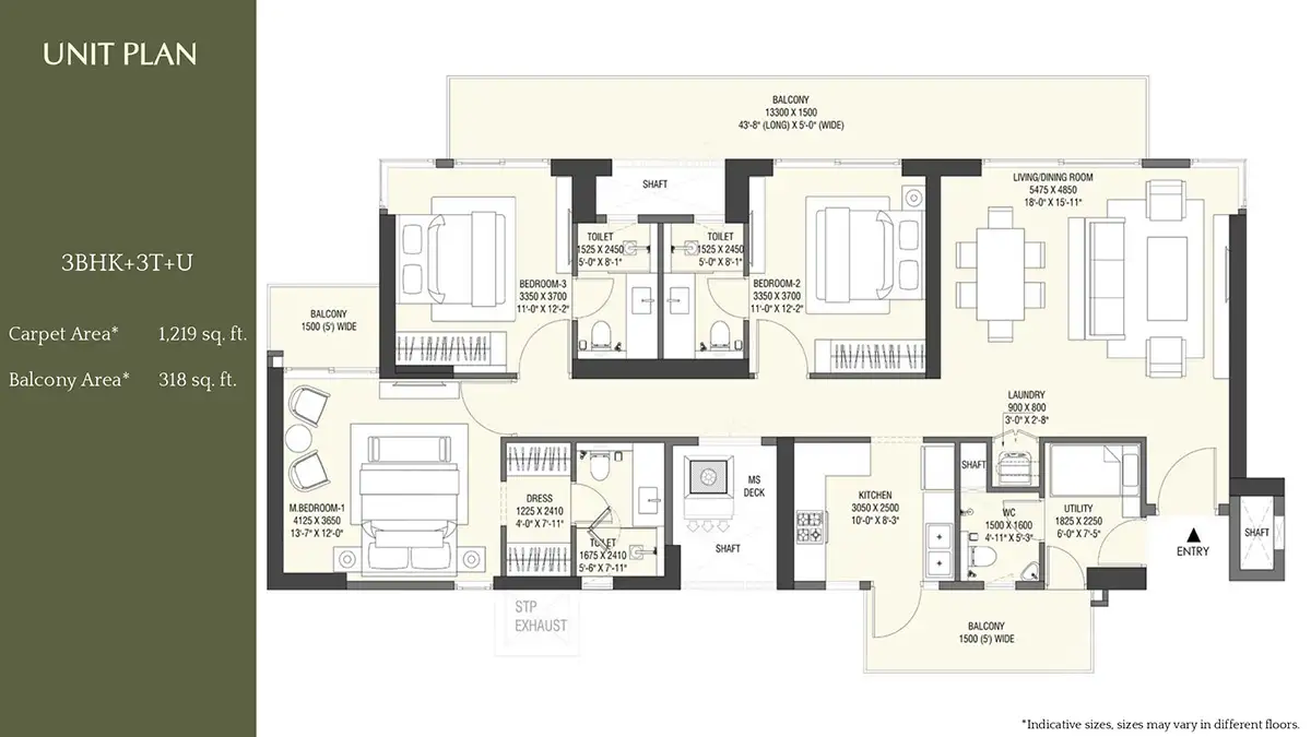 3 BHK Floor Plan