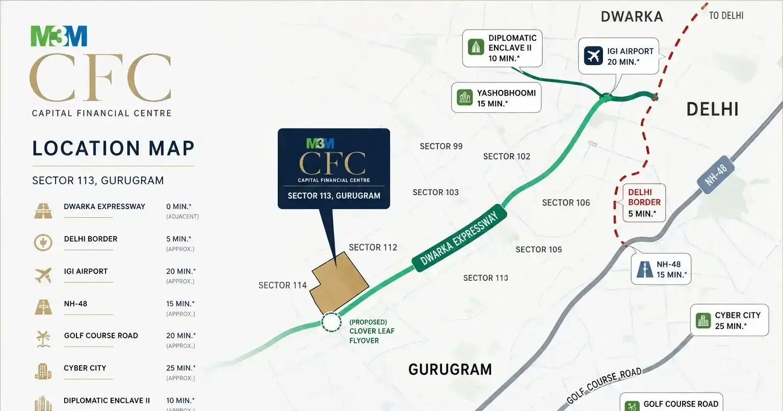 M3M Capital Financial Centre (CFC) location map