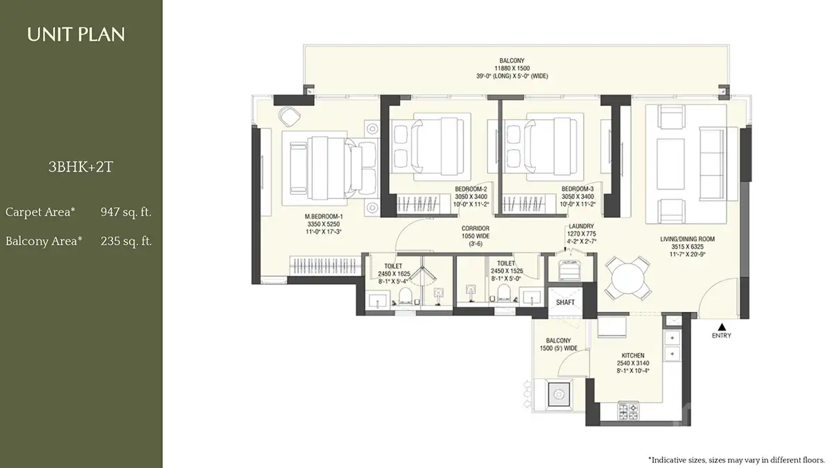 3 BHK Floor Plan