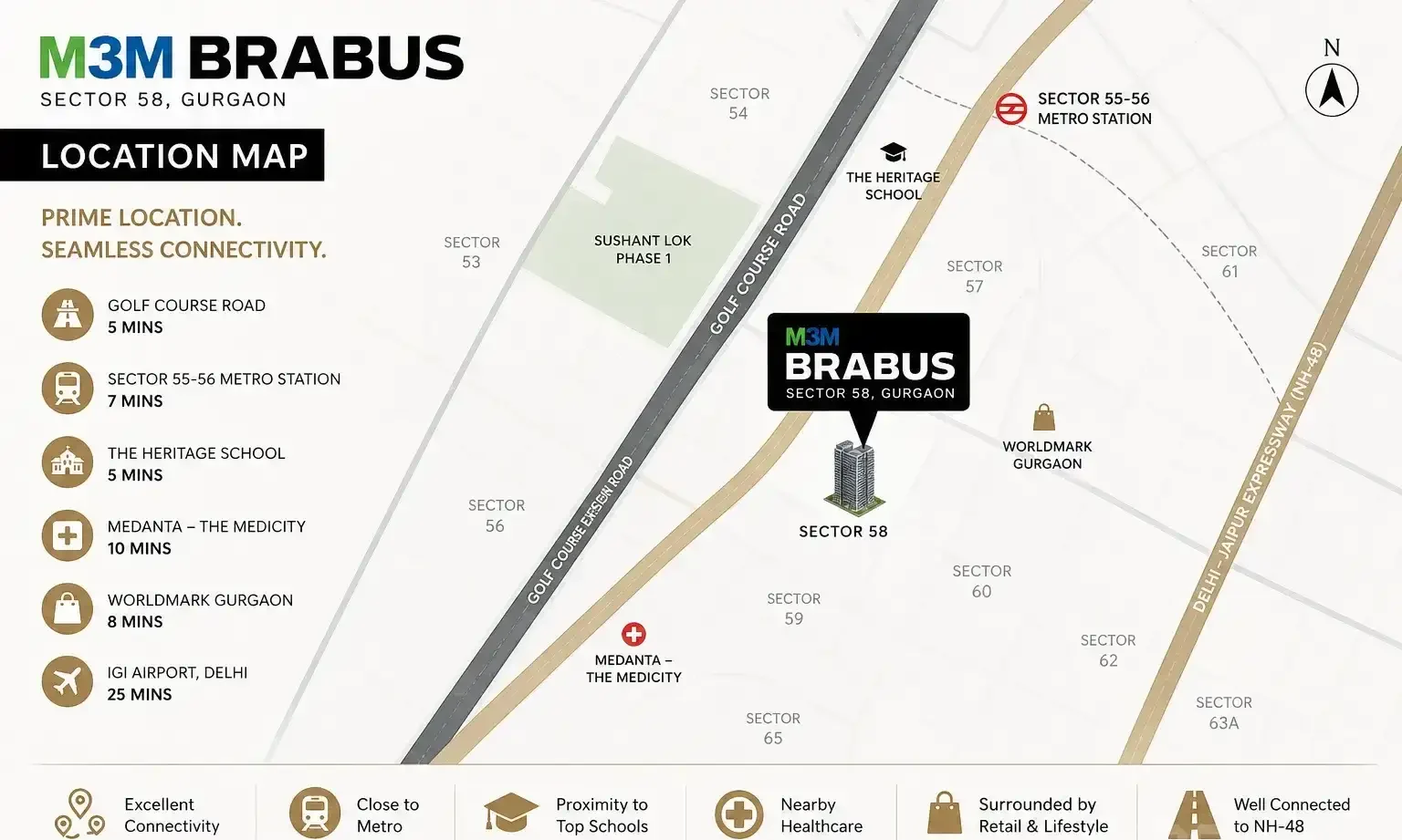 M3M Brabus Residences location map